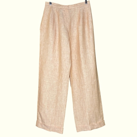 Austin Reed vintage linen lined high waist, pleated wide leg cuffed trouser SZ-4 - Picture 1 of 10